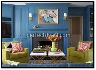 blue themed living room